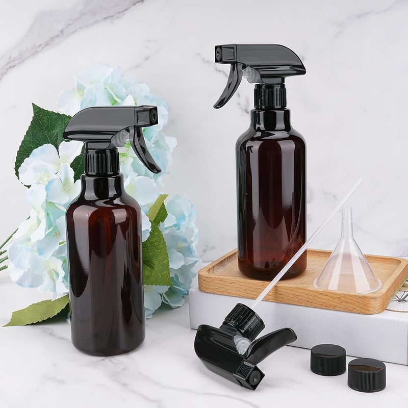Hethyo Plastic Spray Bottles Empty Spray Bottle 16.9oz/500ml 2 Pack Heavy Duty Spraying Bottles Mist/Stream Water Bottle for Cleaning Solutions, Essential Oils, Hair (Amber) - Image 2